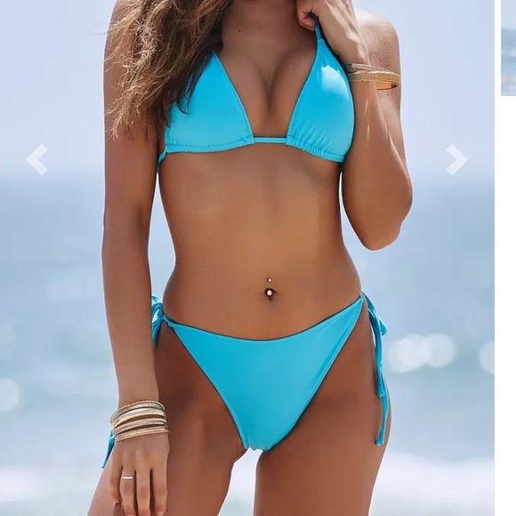 Vix Swim Aqua Blue String Bikini Set W Crochet Detailing Poshmark